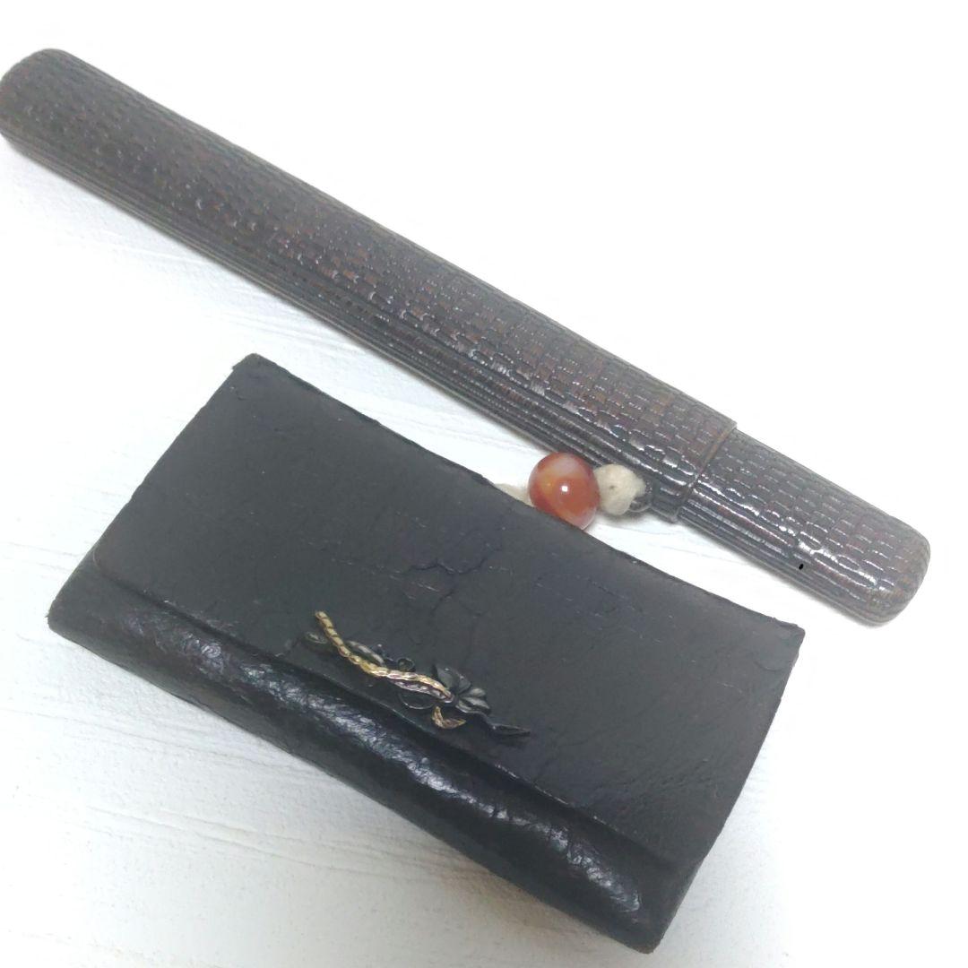 煙草入れ　喫煙具　前金具　金工　緒締玉　骨董　3つまとめて　ア16