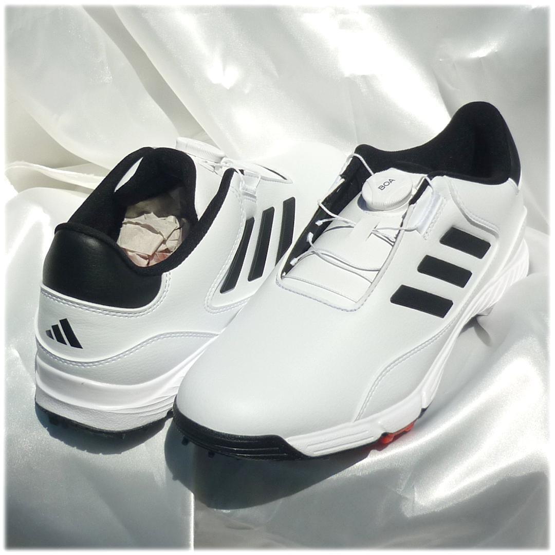 新品27cmアディダスゴルフシューズ 白BOA 24 ダイヤル式 ソフトスパイク