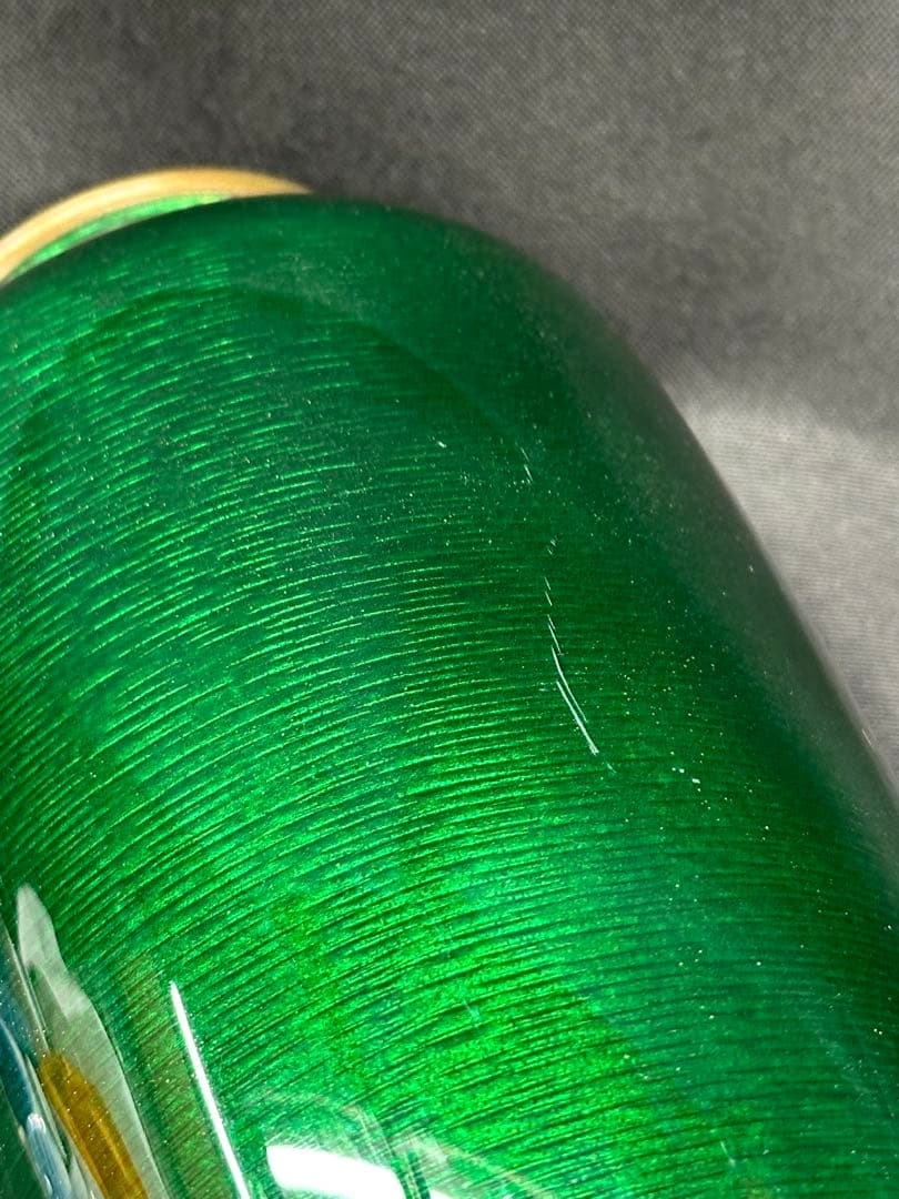 【USED】安藤　七宝　七宝焼　花瓶　壺　花　花柄　緑　グリーン