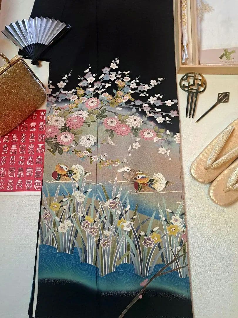 美品❇️本加賀友禅作家物　暈し染め　比翼仕立て５つ紋　フルセット