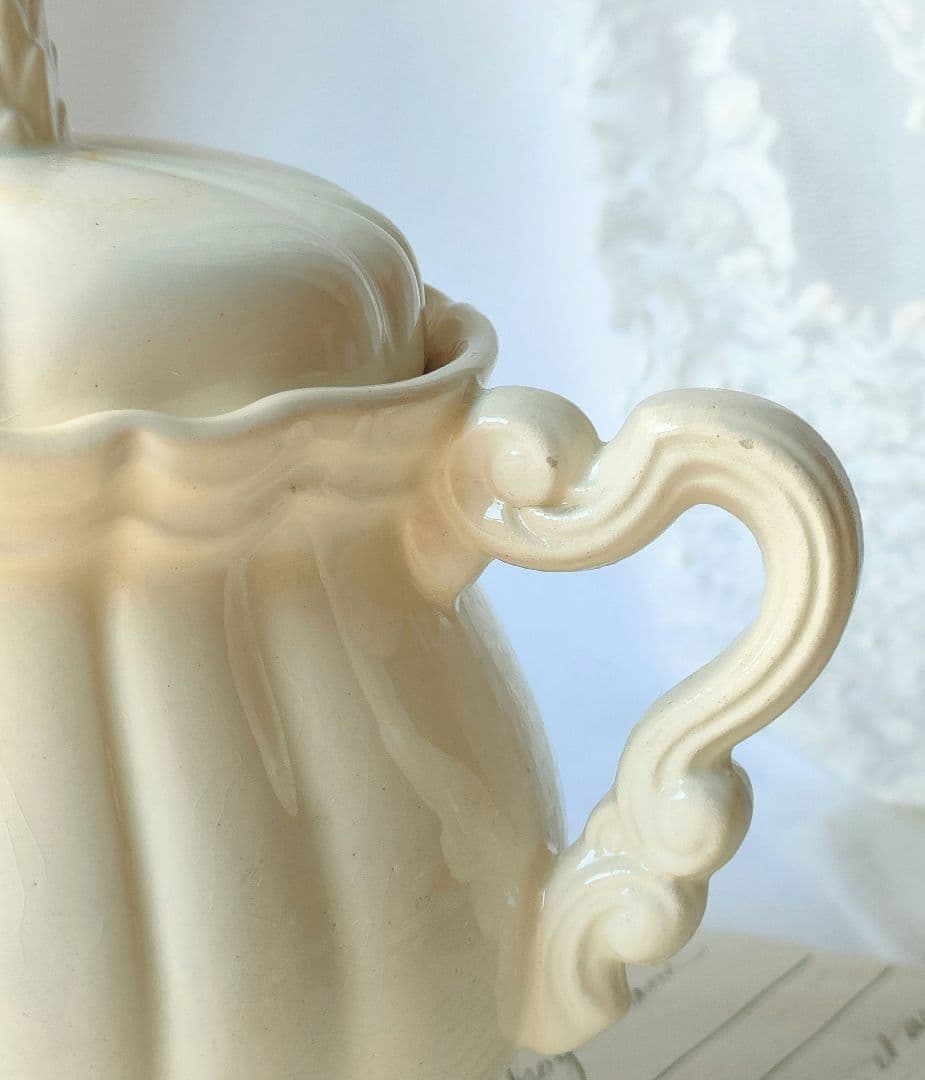 美品　サルグミンヌ　花リム　ポット&シュガーポット　フランスアンティーク