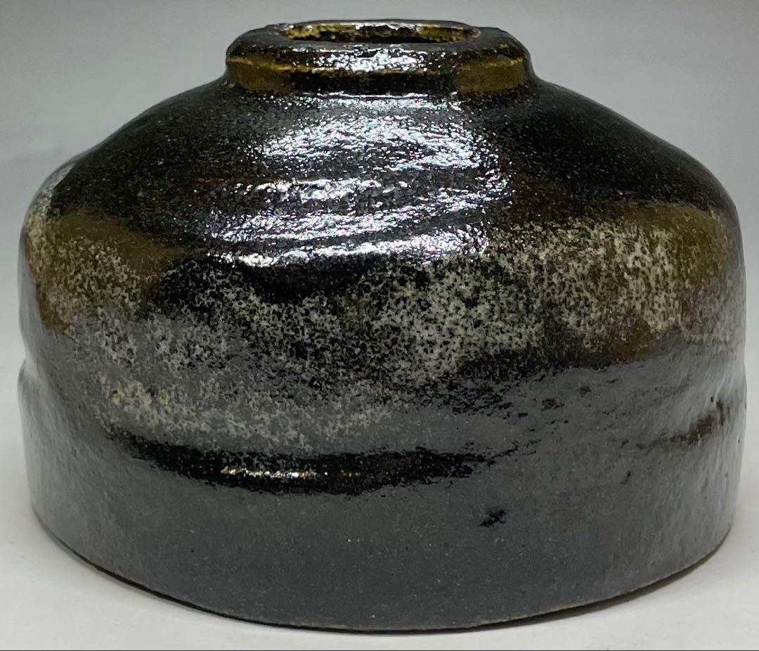 五代　楽吉左衛門　宗入　黒茶碗　共箱(四方桟盛蓋) 　仕覆　共布　e432a