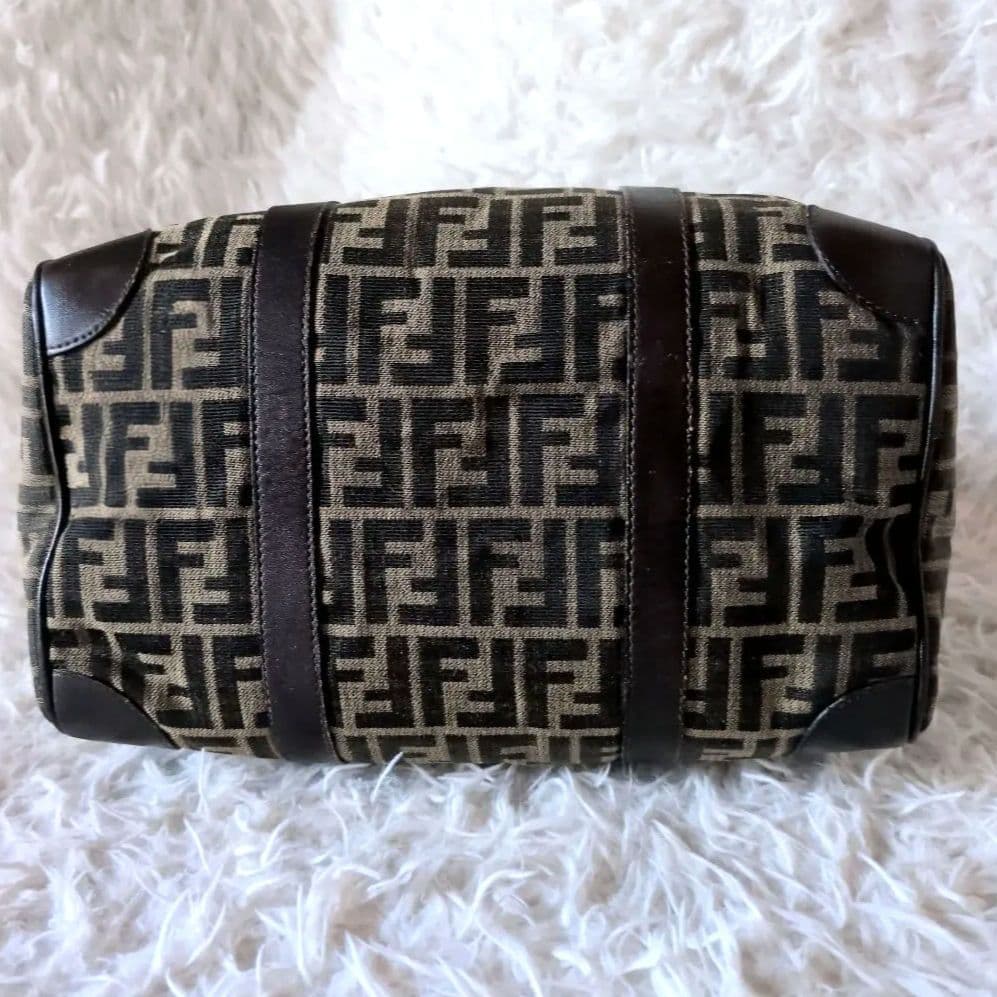 FENDIフェンディ ズッカ柄 キャンバス×レザー ハンドバッグ ボストンバッグ
