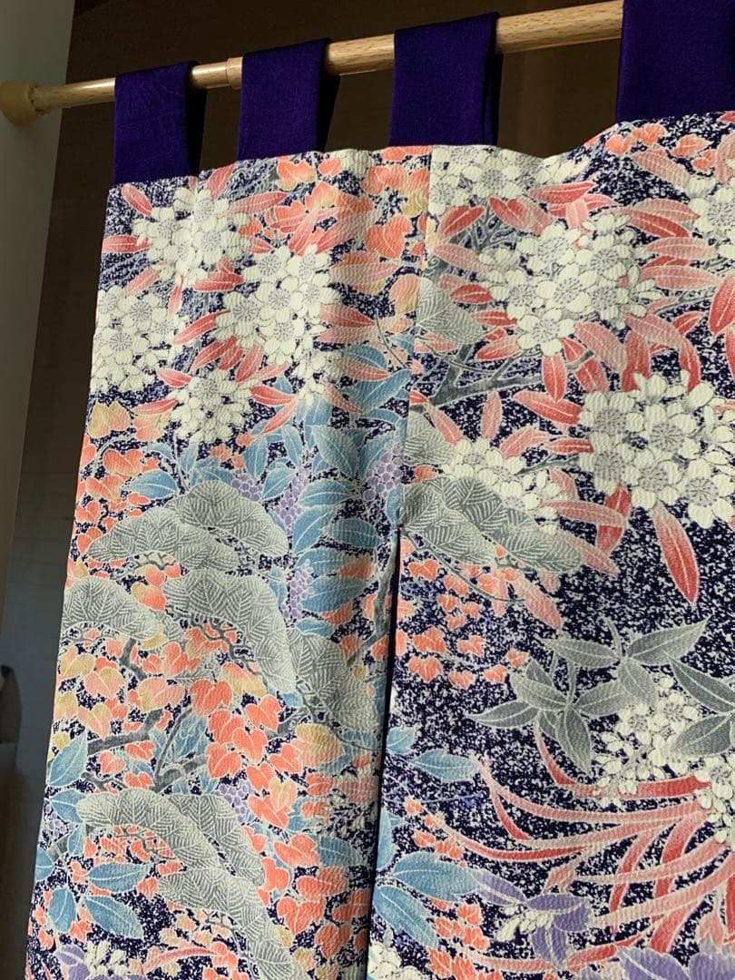 【リメイク】kimono暖簾 紫　purple