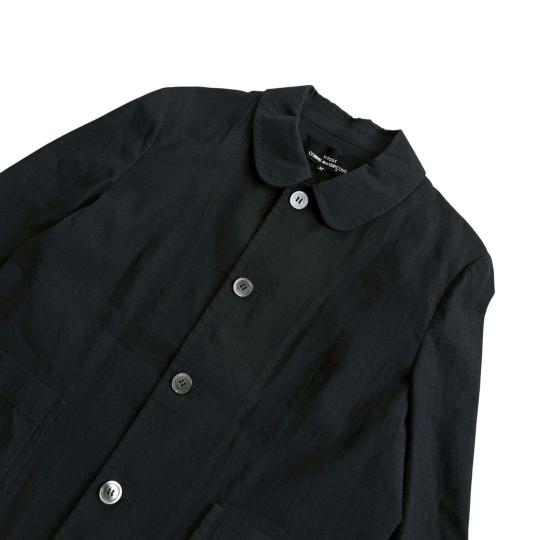 トリココムデギャルソン ブラウス 丸襟 リネン混 ブラック Mサイズ