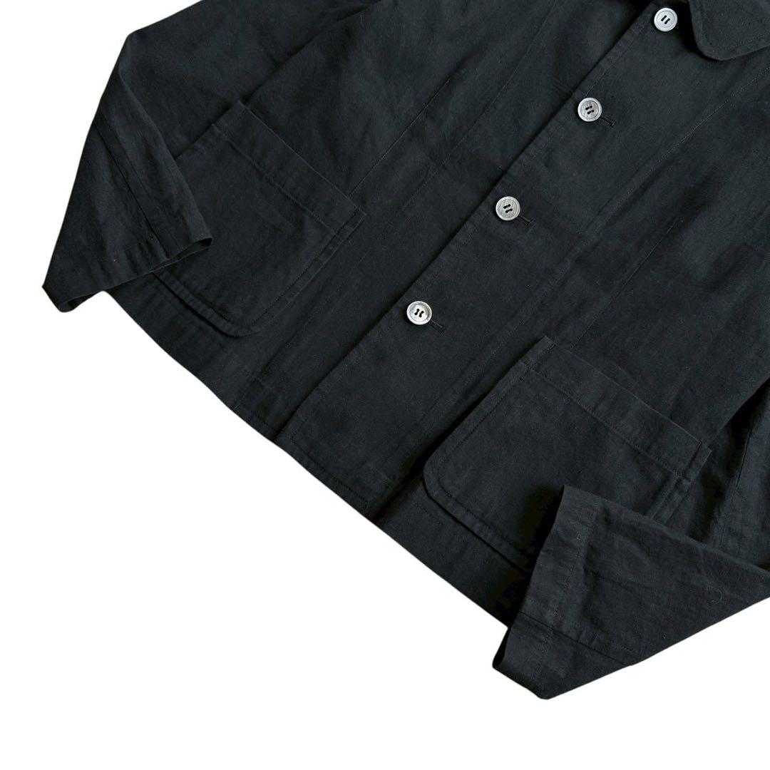 トリココムデギャルソン ブラウス 丸襟 リネン混 ブラック Mサイズ