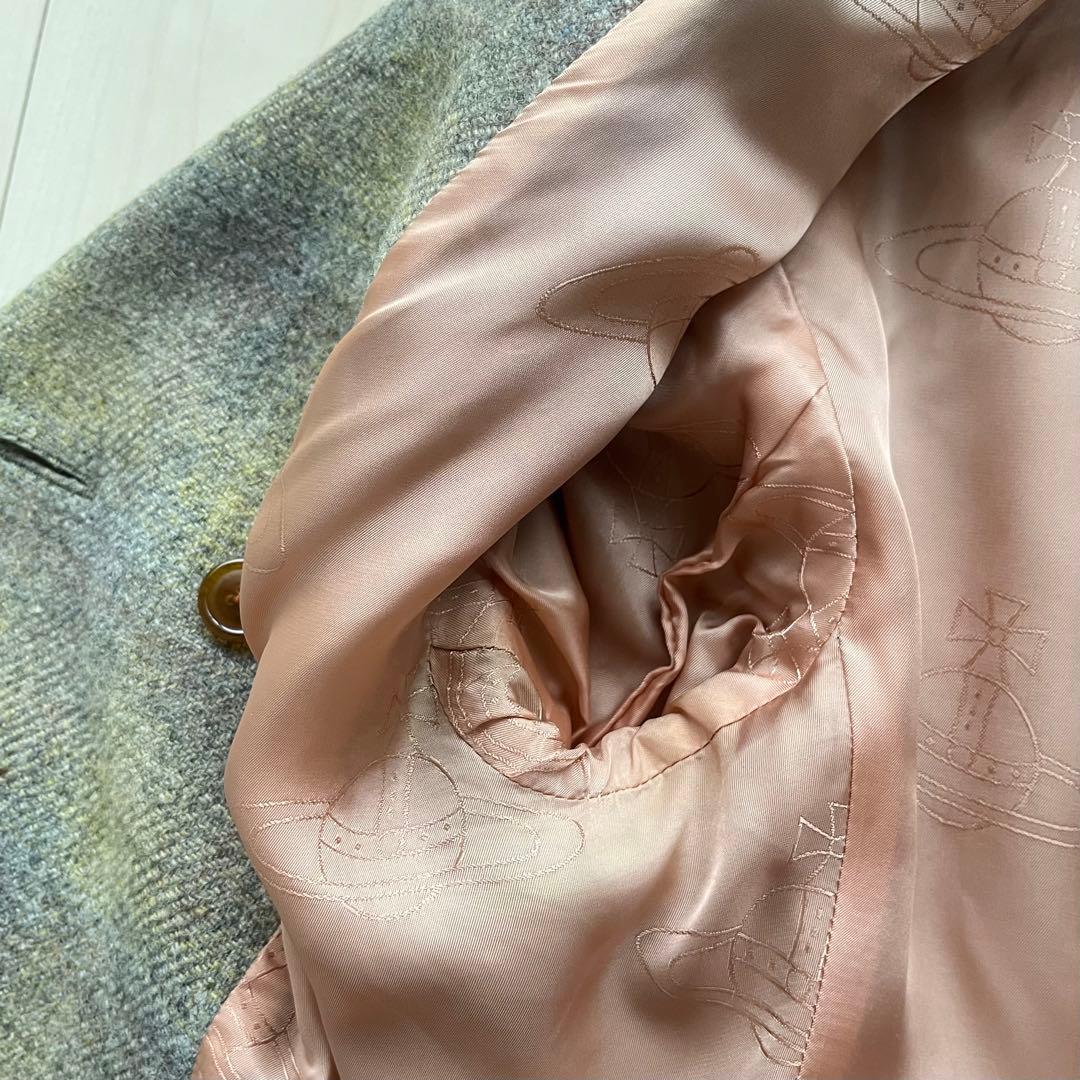 ヴィヴィアンウエストウッドレッドレーベル ハリスツイード ベロア切替 コート