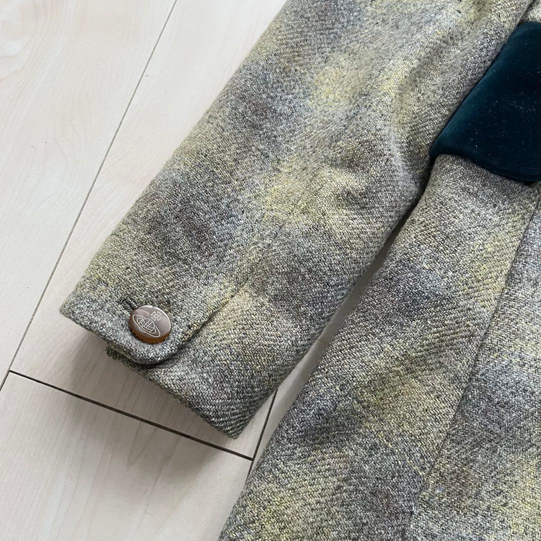 ヴィヴィアンウエストウッドレッドレーベル ハリスツイード ベロア切替 コート