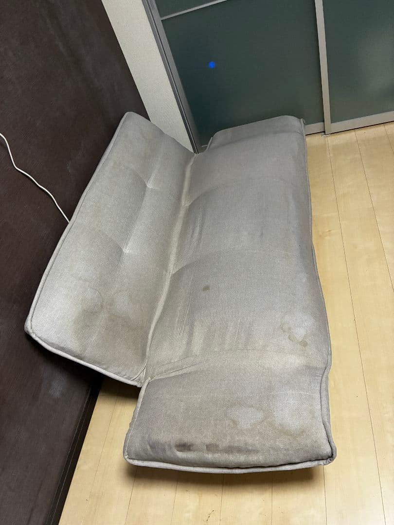 グレー ファブリック フラットソファ