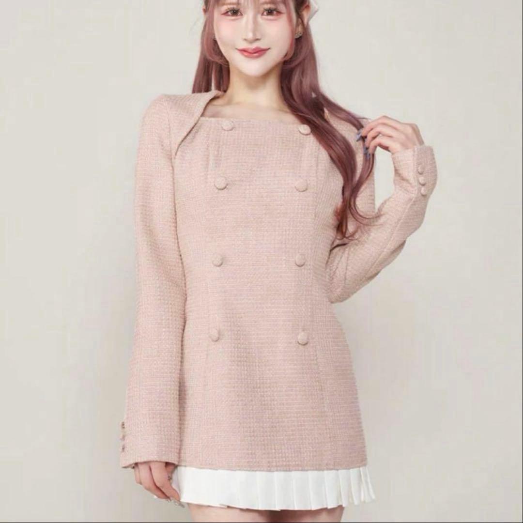 Darich ダーリッチ プリーツドッキングツイードミニワンピース