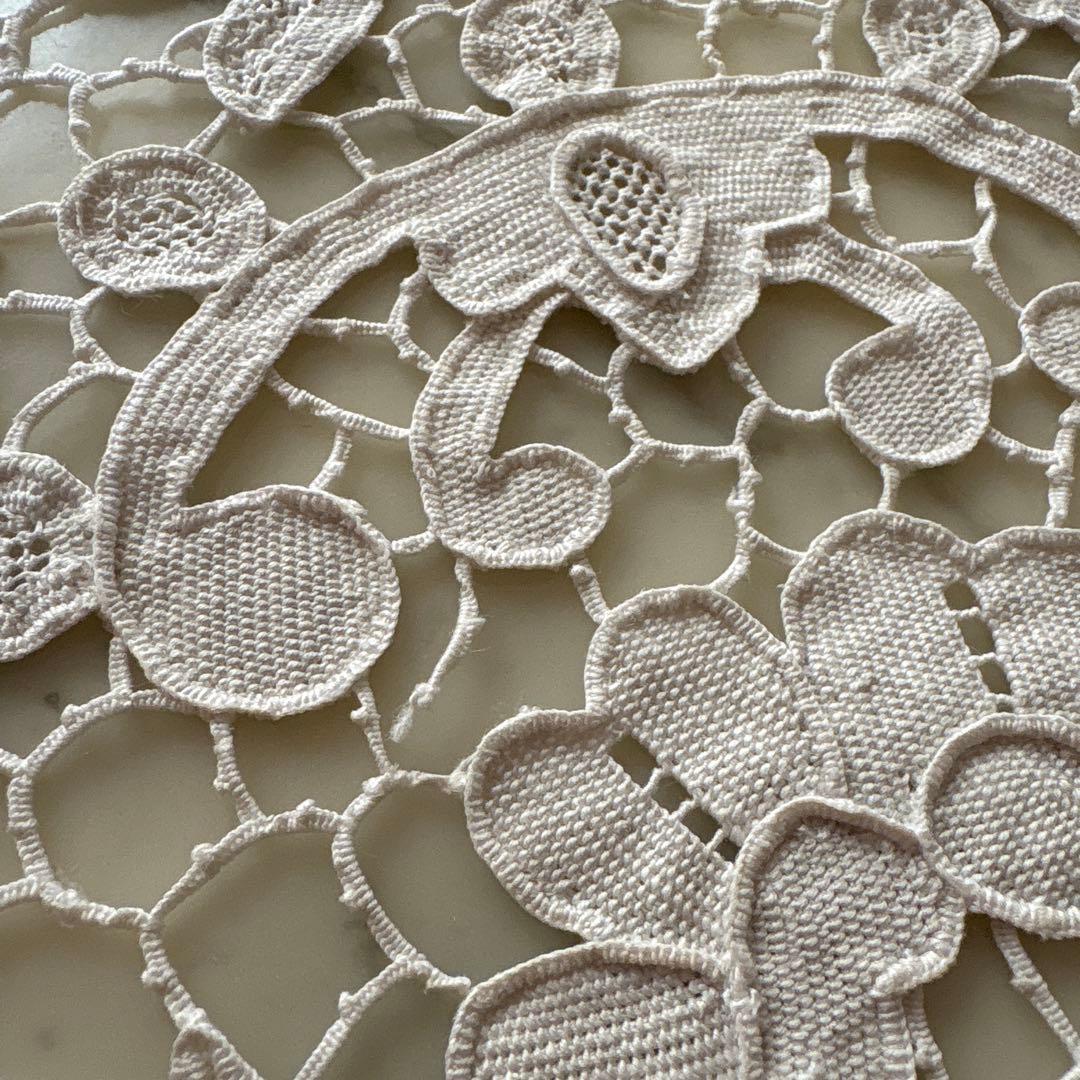 フランス　アンティーク　ヴィンテージ　ギュピールレース　テーブルクロス