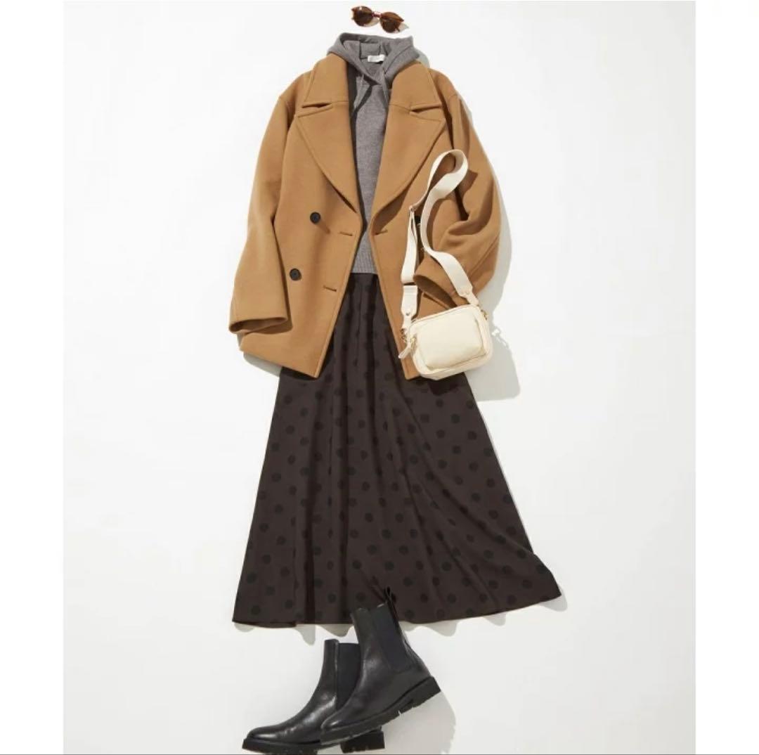 23区　ソフトメルトン Pコート キャメル 46 大きいサイズ　ピーコート