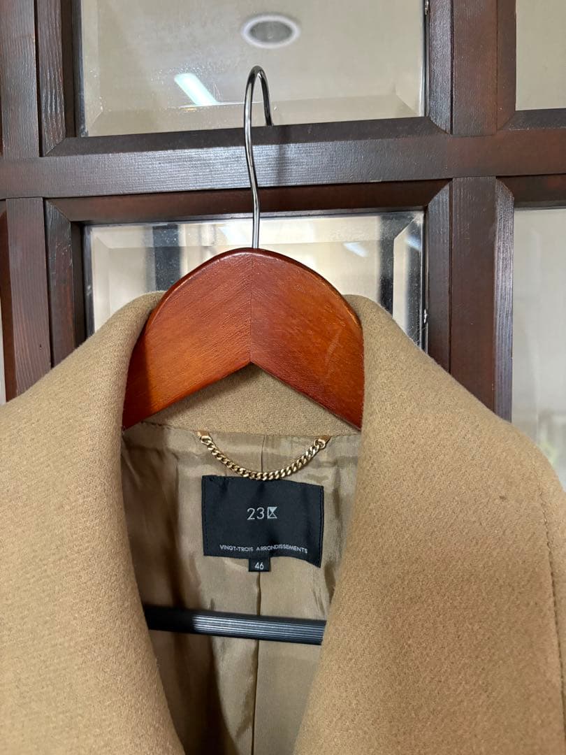 23区　ソフトメルトン Pコート キャメル 46 大きいサイズ　ピーコート