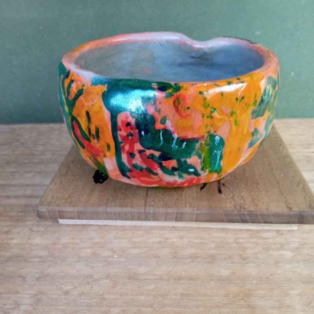 茶碗、出口王仁三郎作、サイズ高−７．５センチ、口径−１３センチ