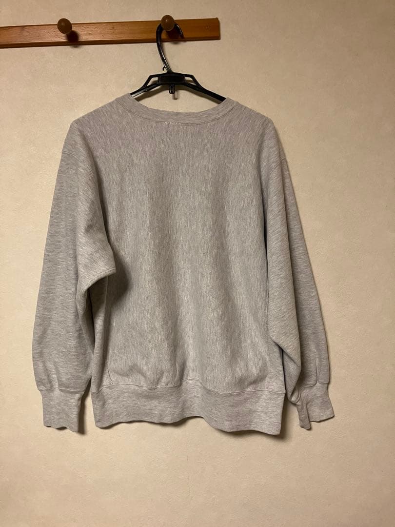 タグ無しチャンピオンリバースウィーブ　トレーナー3段プリント グレー