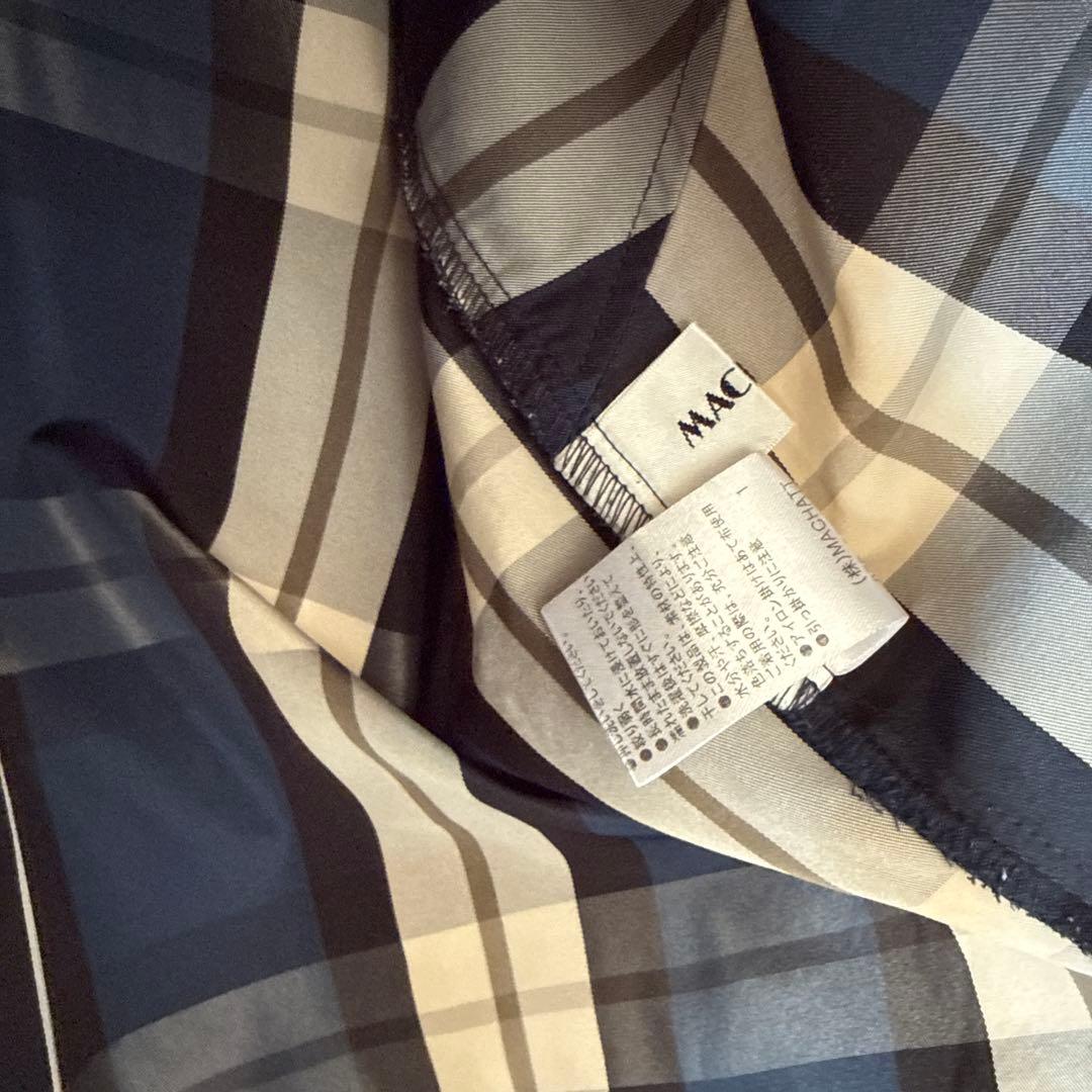 マチャット ネイビー チェック柄 オーバーブラウス