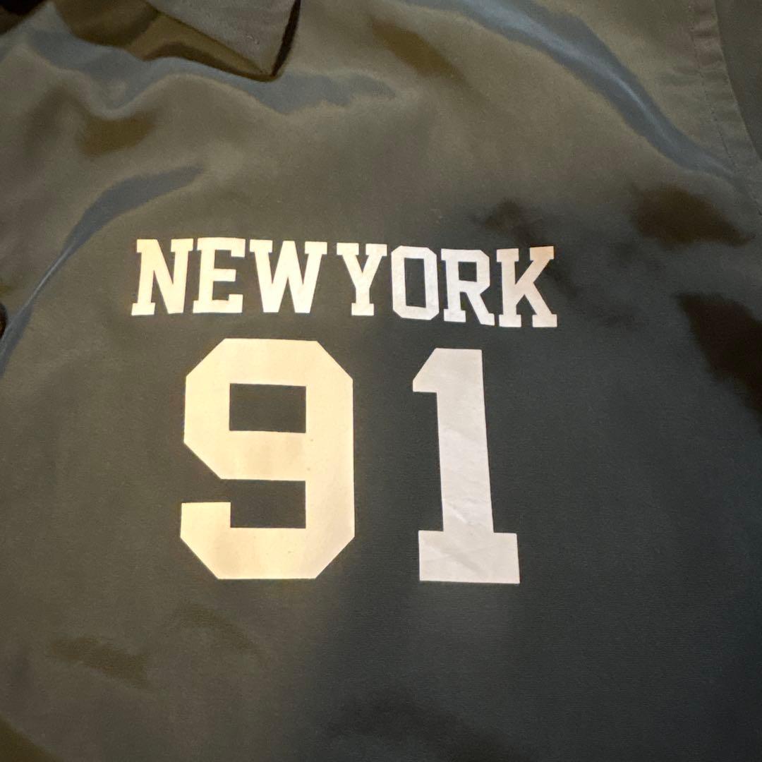 Champion ブラック ボアコーチジャケット M NEWYORK 91ロゴ