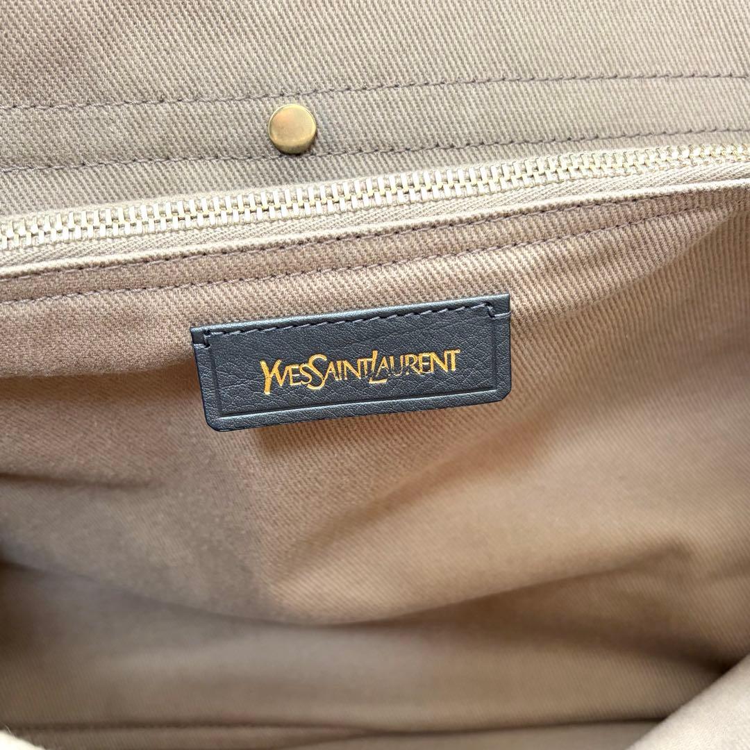 YSL イヴサンローラン ミューズトゥ グレー レザー ハンドバッグ　肩掛け