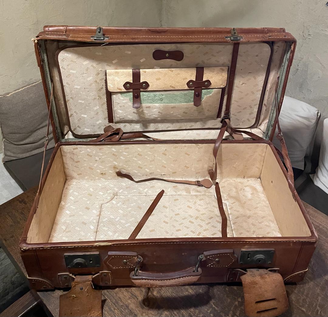 アンティーク レザー トランク 本革 特大 ヌメ革 キャメル キャリー ケース