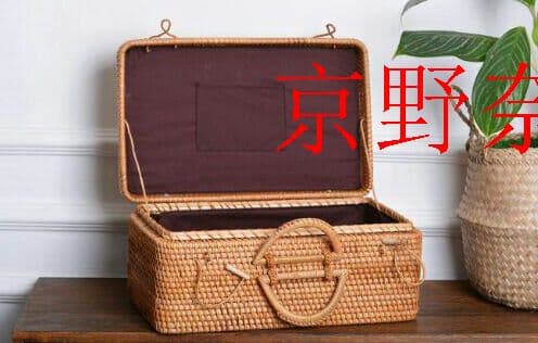 手作り秋藤箱収納純超大箱四角い藤編み旅行かご京野奈伊出品h