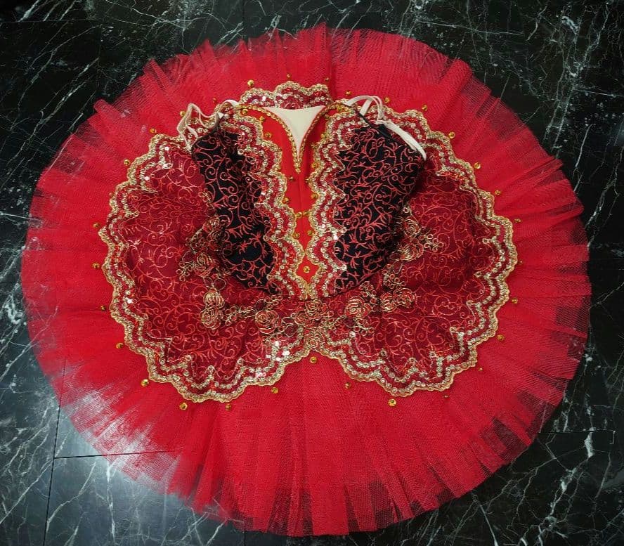 バレエ衣裳　コスチューム　赤×黒:パキータ/キトリ/エスメラルダ美品