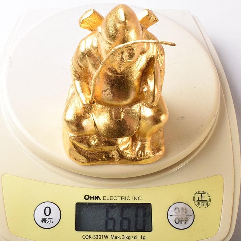 彫刻家　富永直樹作　銅鍍金　大黒天　恵比須像　七福神　2点　共箱　V　7606