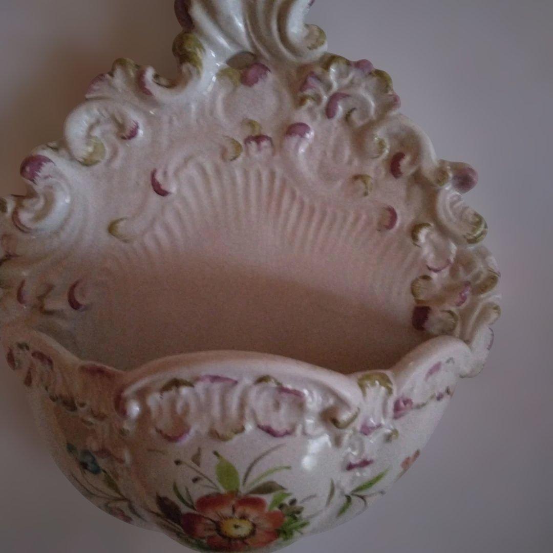 花柄陶器花器 ヴィンテージ風 陶器掛け28/23