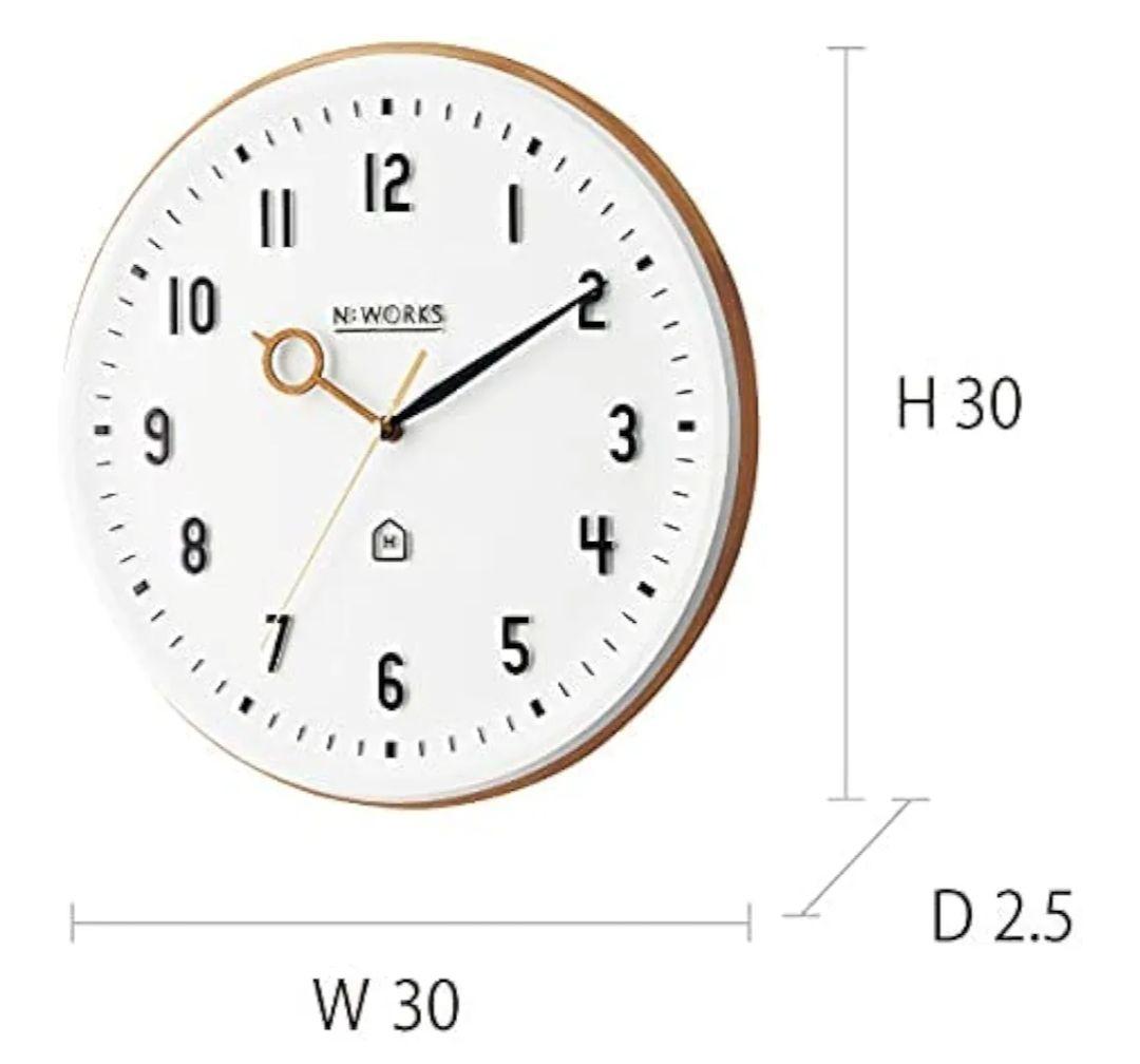 interform kemppi CL-3931天然木製三針柱壁掛時計アナログ白