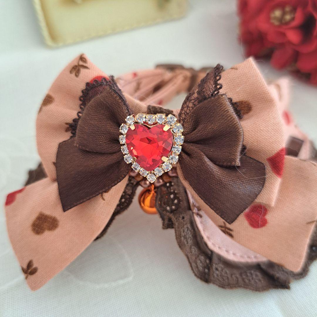 ミルクブラウン、わんちゃん猫ちゃん用襟付き首輪