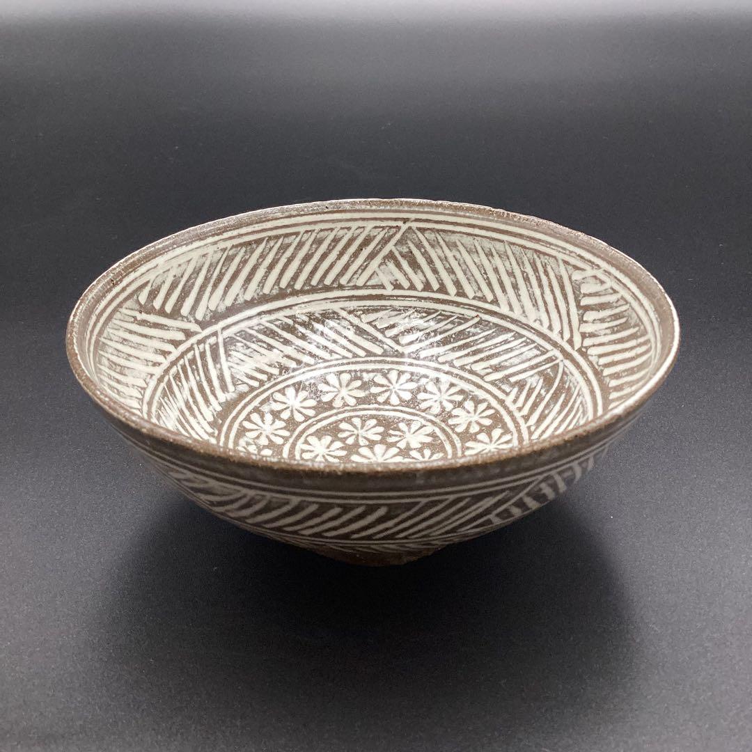 抹茶碗　唐津三島茶碗　須恵窯　徳沢守俊作　古物　共箱入