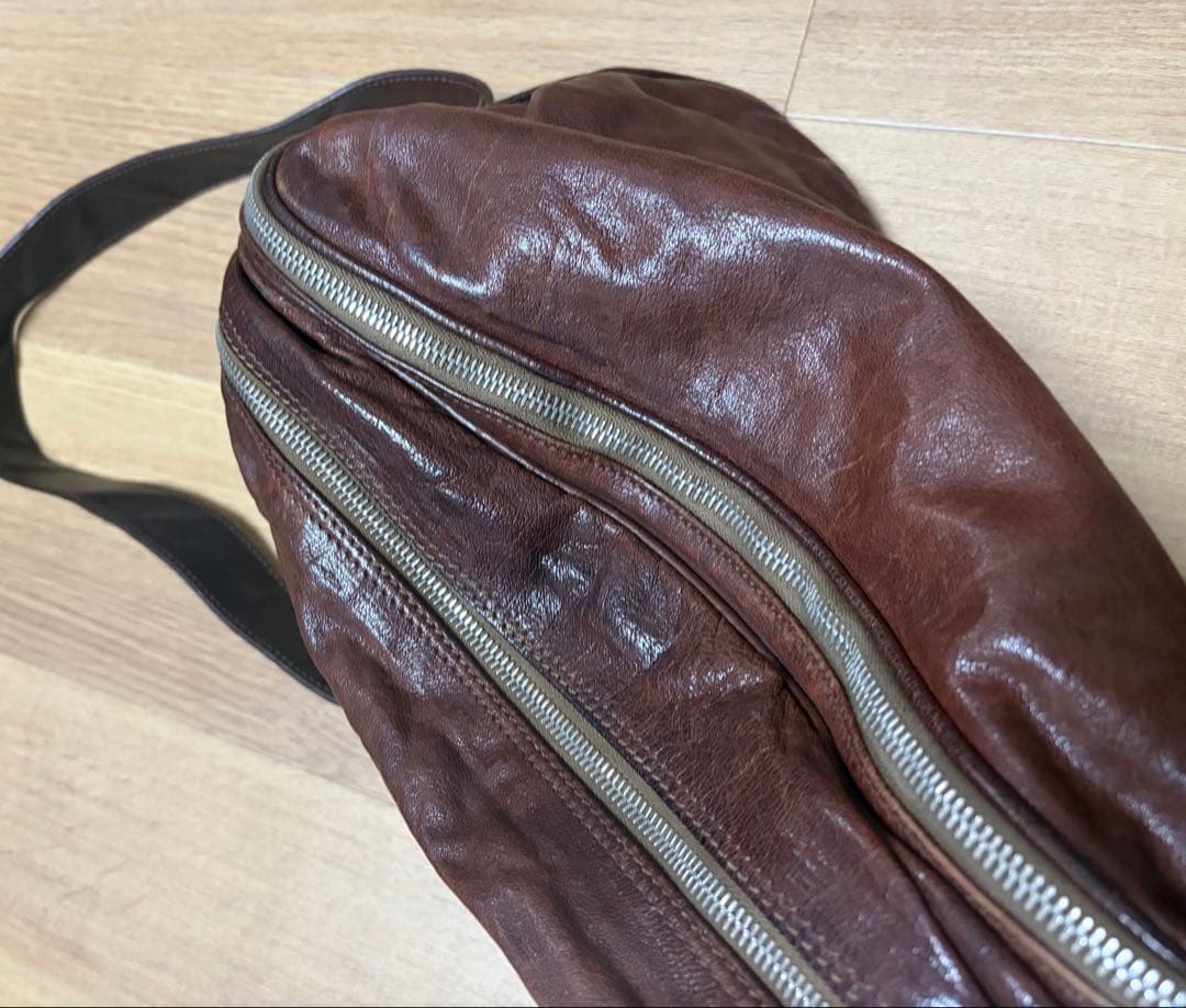 レア PRADA ウオッシュドレザー ショルダーバッグ 茶 ヴィンテージ メンズ