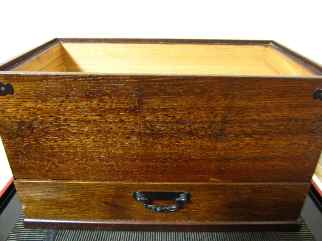 未使用◆上野村 銘木工芸◆天然木 漆塗◆小物入れ引出し ティッシュケース◆大