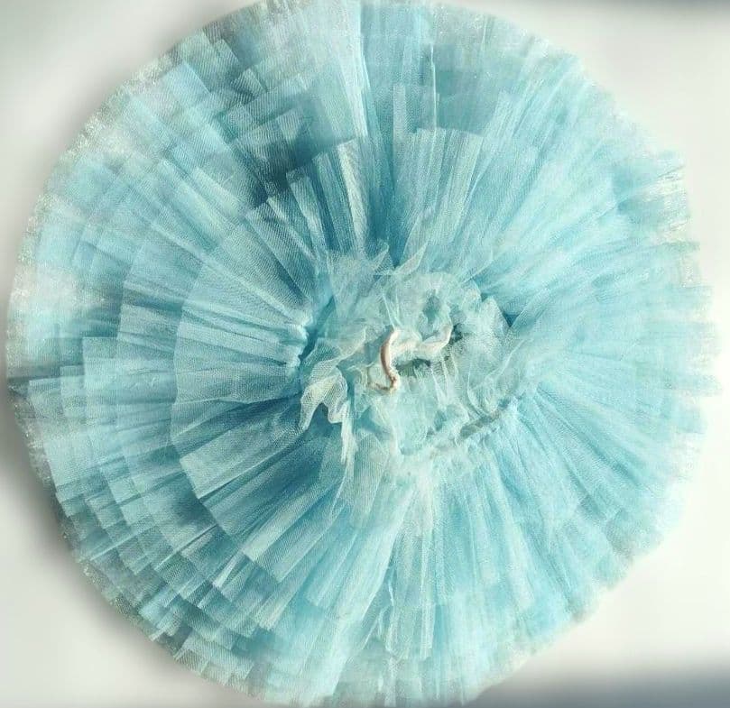 バレエ　2着まとめチュチュ　水色シルバーレース　袖、冠付　小学校3年生