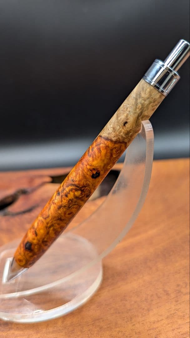 622特上　本花梨　紅白　瘤杢　木軸シャーペン　ボールペン