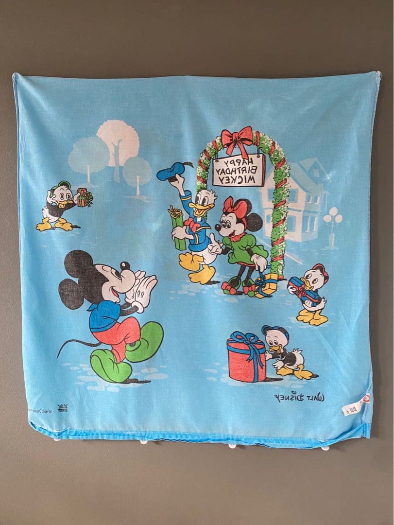 ビンテージ 70s ヨーロッパ ディズニー ミッキーマウス クッション カバー空