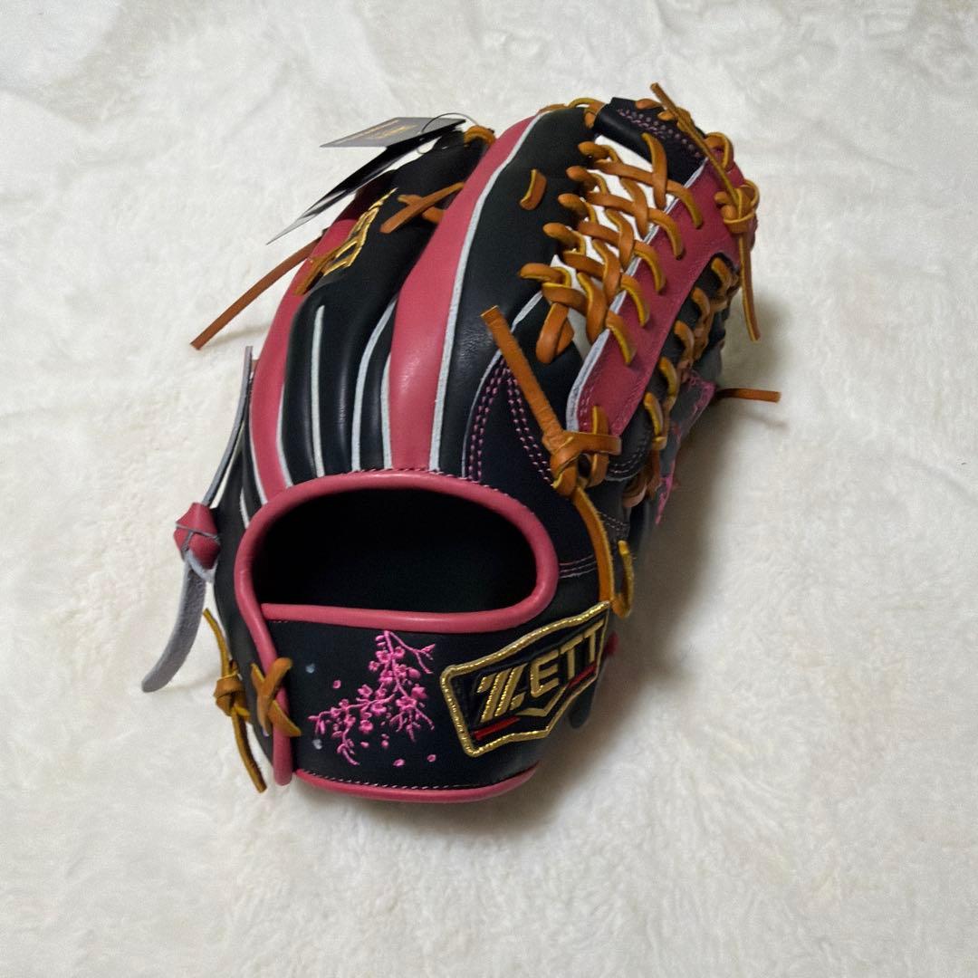 本日限定プロステイタス軟式外野用　桜刺繍　湯もみ型付け済即使用可　袋付新品未使用