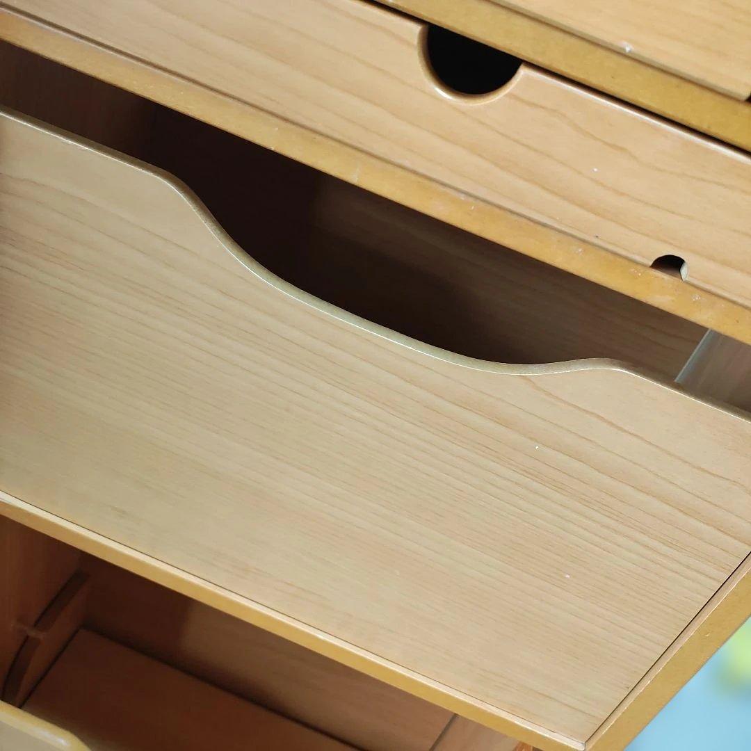 木製　可動式鏡付きドレッサー　木製引き出し　収納　ナチュラル