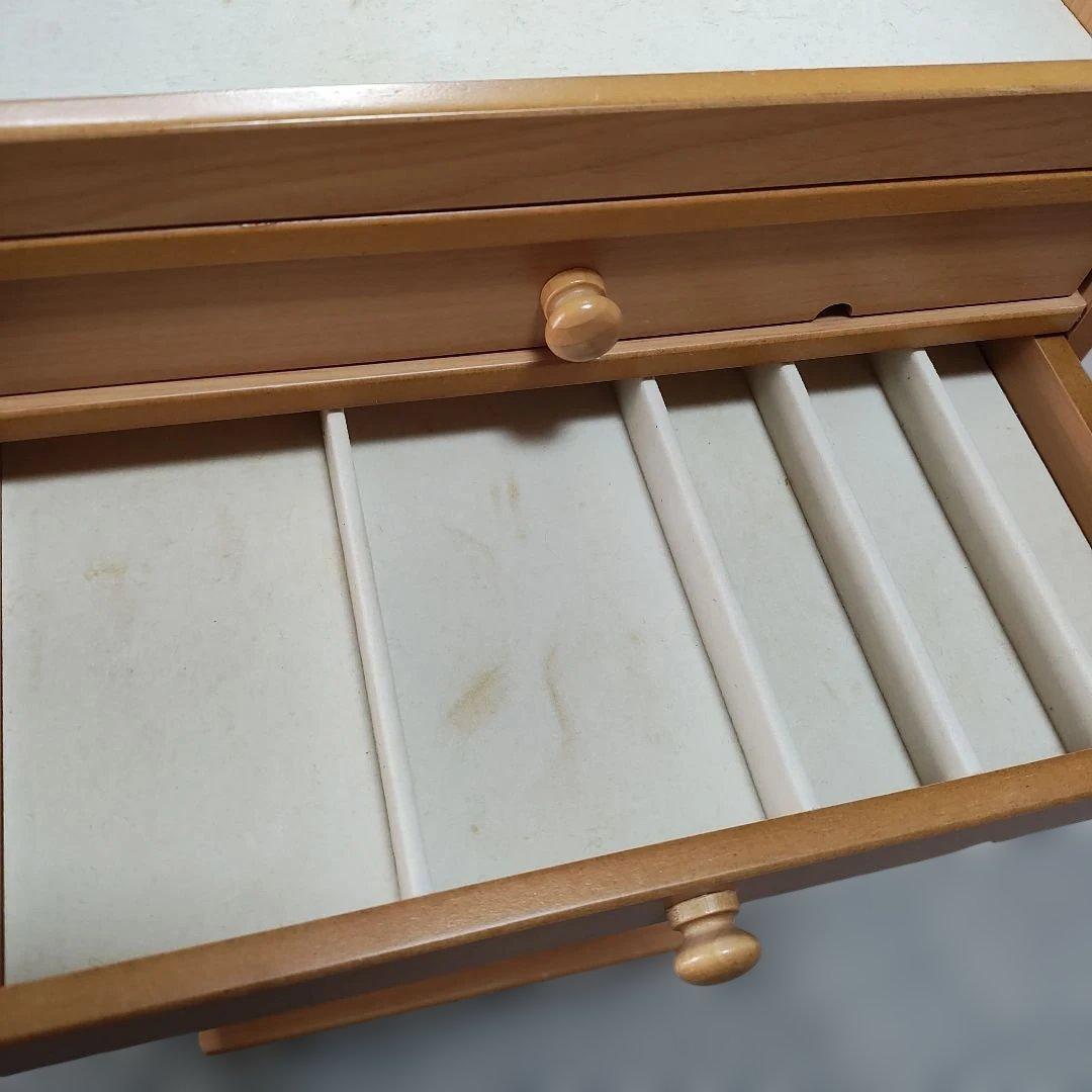 木製　可動式鏡付きドレッサー　木製引き出し　収納　ナチュラル