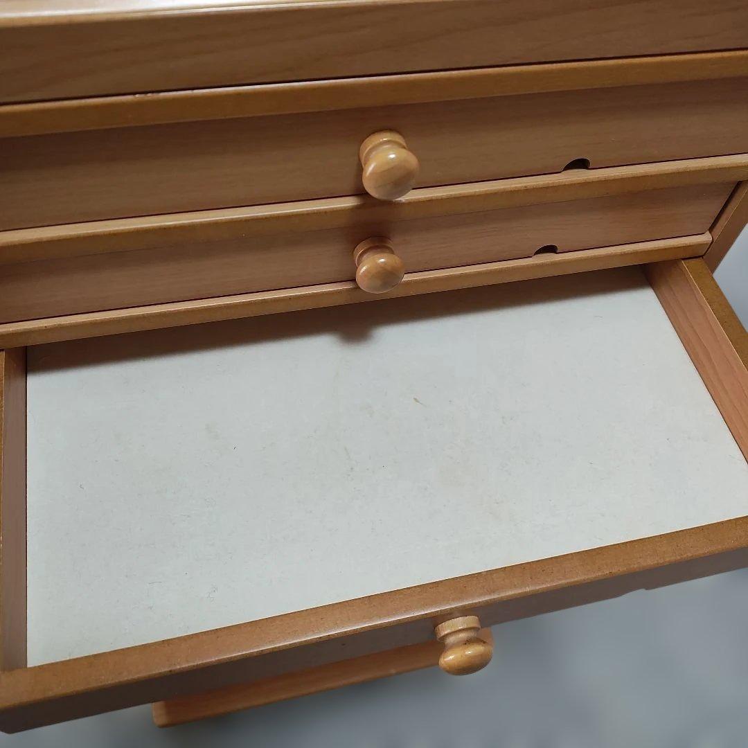 木製　可動式鏡付きドレッサー　木製引き出し　収納　ナチュラル