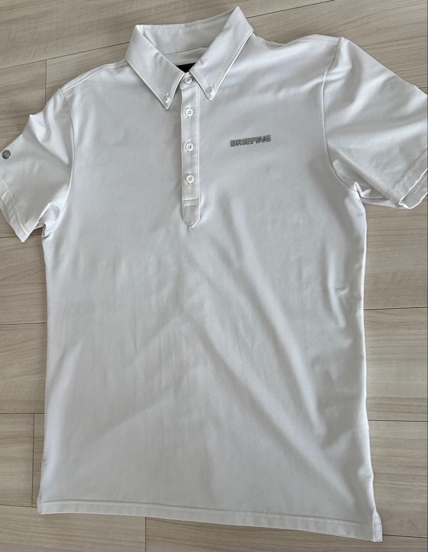 ブリーフィング ゴルフ バックテープロゴボタンダウンポロシャツ ホワイト