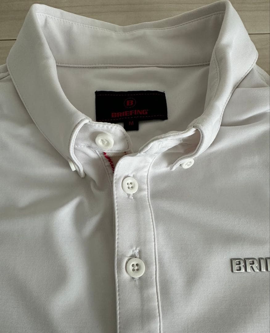 ブリーフィング ゴルフ バックテープロゴボタンダウンポロシャツ ホワイト