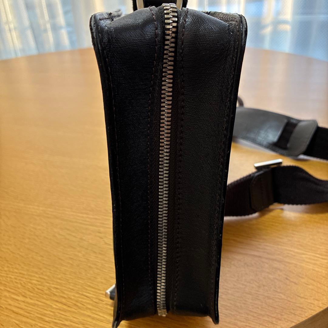 dunhill ブラック レザー ショルダーバッグ【サイドカー】