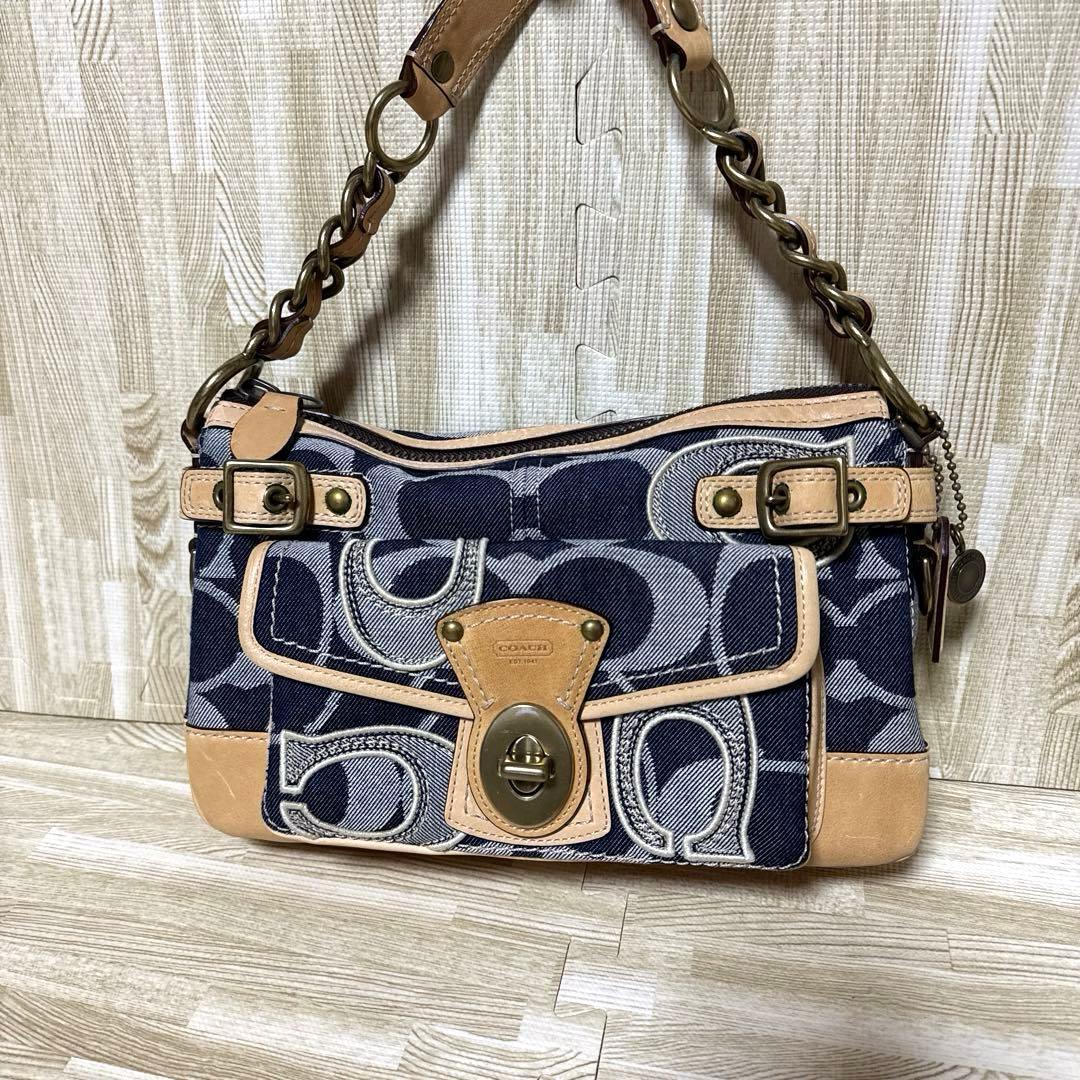 【超美品】COACHコーチ デニムバッグ　ハンドバッグ ヴィンテージ◇希少品◇