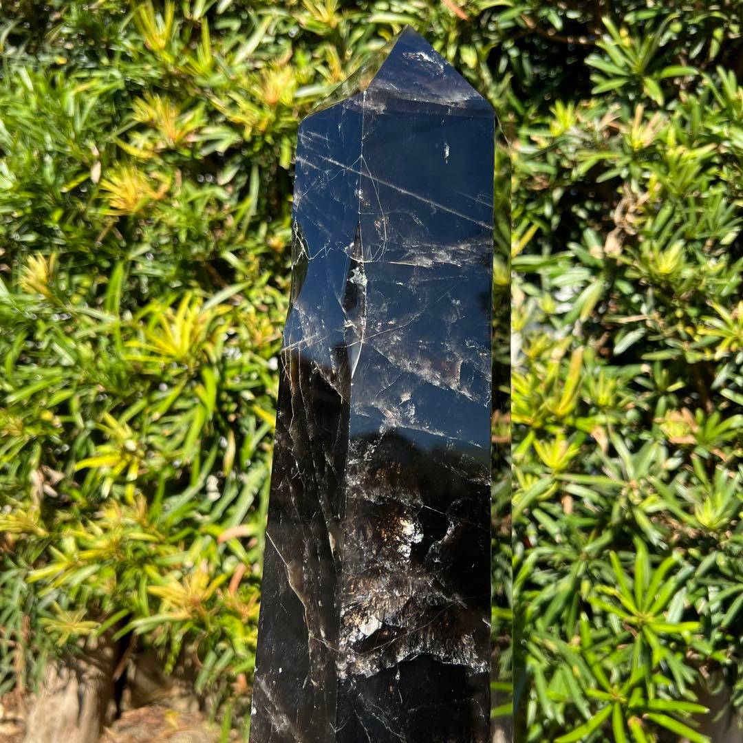 ✨存在際立つ漆黒極大サイズ 黒水晶六角柱✨レインボー モリオン 六角柱 天然石