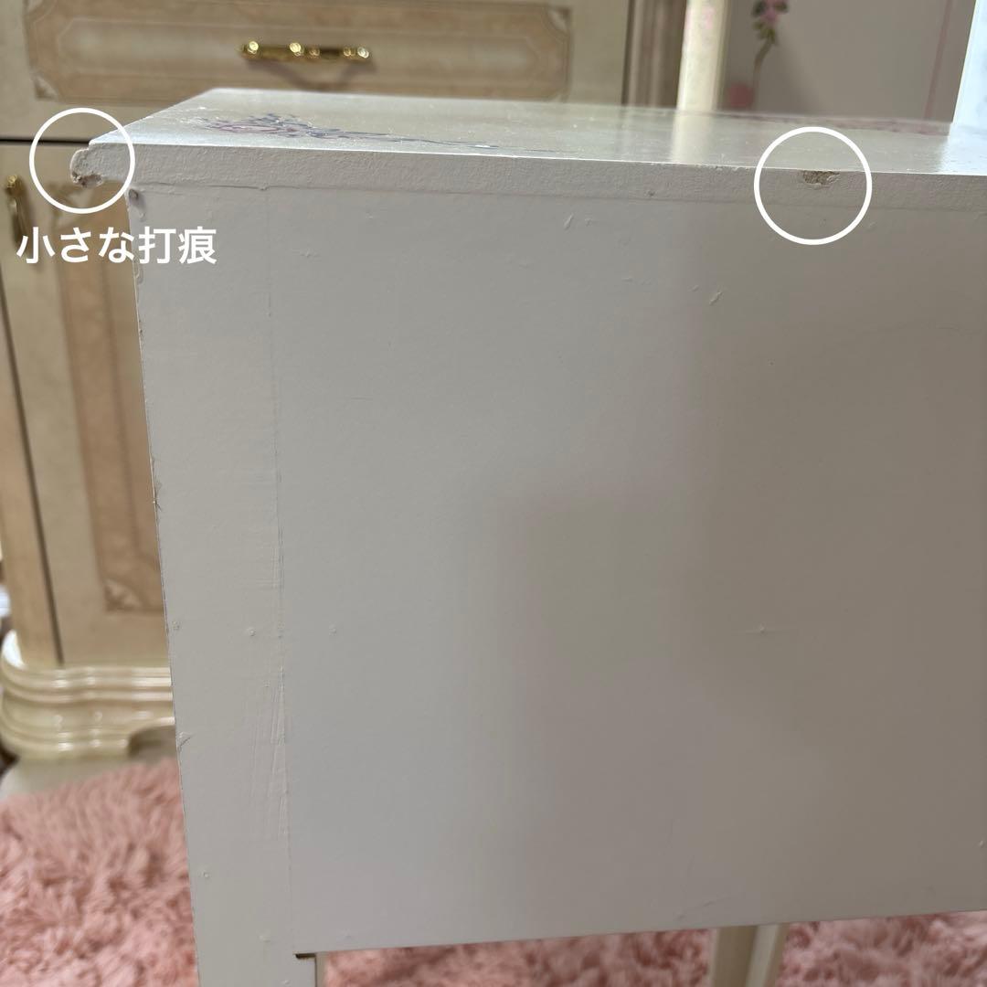 ロココ調　サイドテーブル　2段チェスト　薔薇　白家具　ハンドペイント　木製