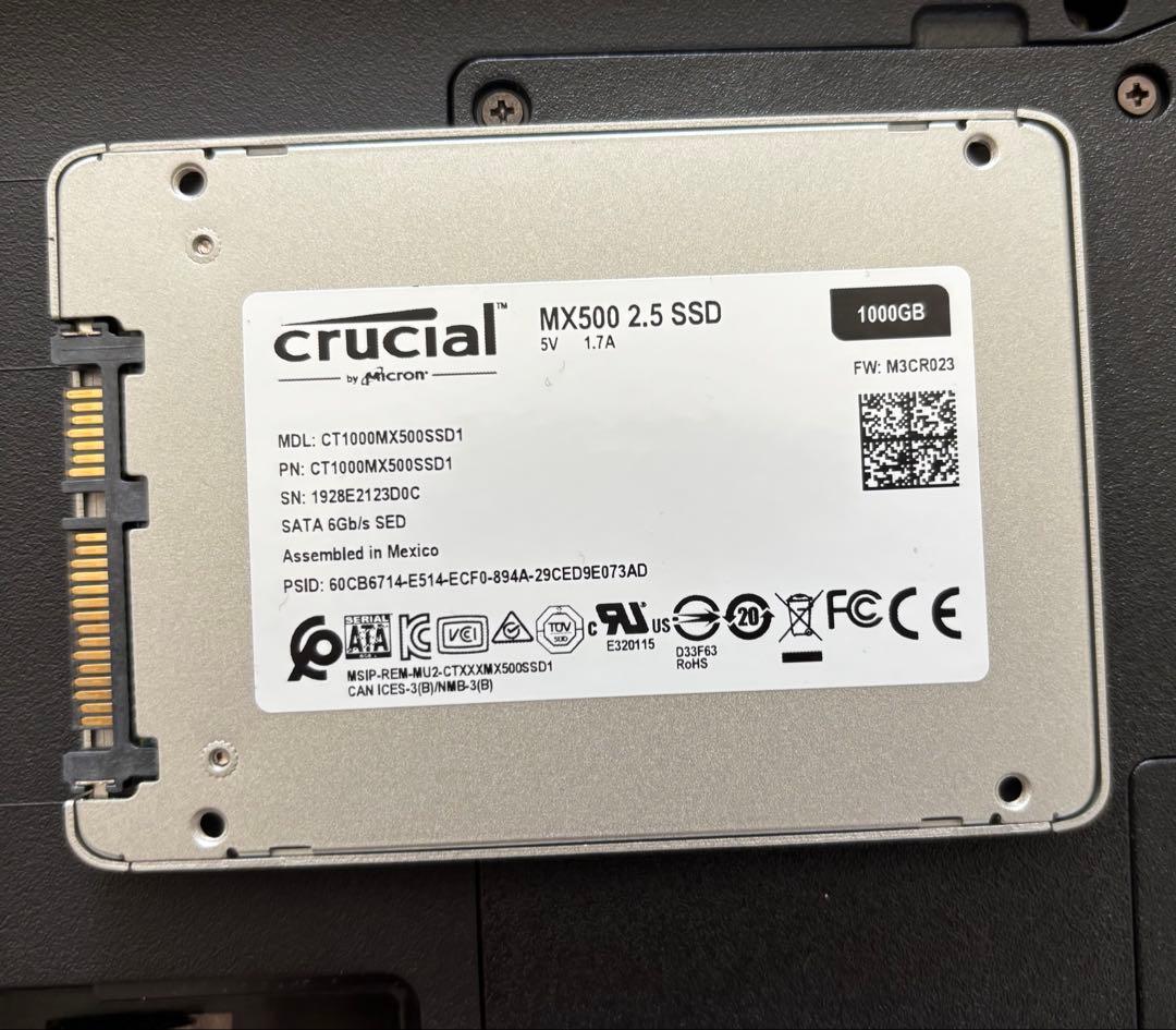 Fujitsu ノートPC I7日本製 SSD（crucial 1TB）化済