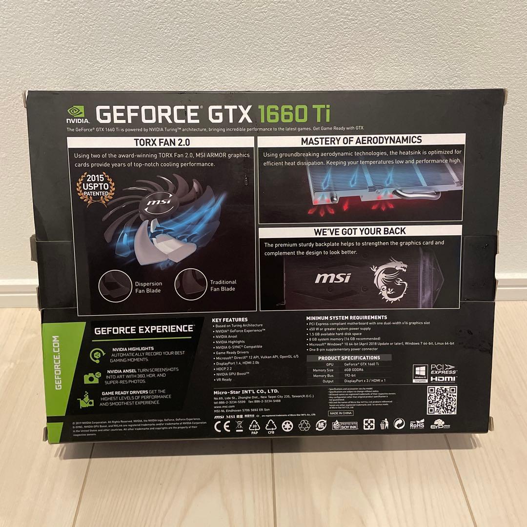 グラフィックボード・グラボ・ビデオカード MSI GeForce GTX 1660 Ti ARMOR 6G OC