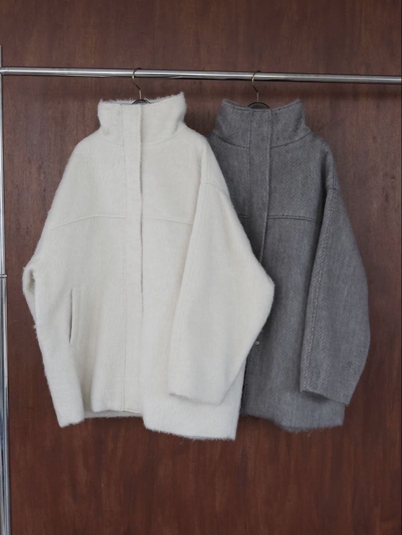 【新品タグ付き】【hellam】シャギースタンドカラーコート