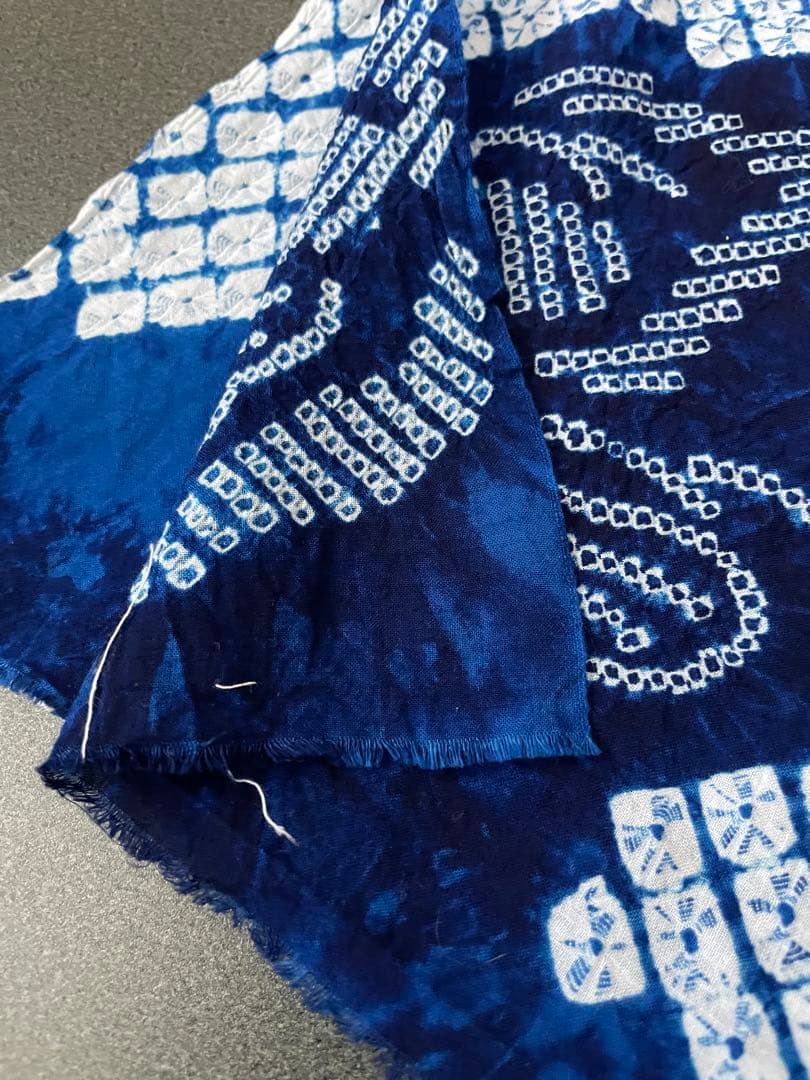 着物　絞り　浴衣布地　ブルー系　夏用ワンピース　浴衣　ハンドメイド　新品　1反