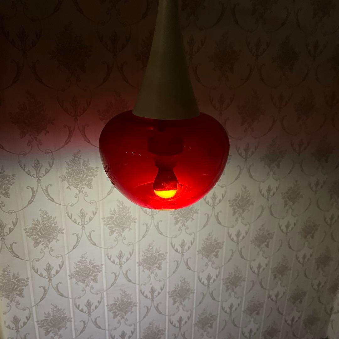 【アンティーク】昭和レトロ ナショナル ペンダントライト ガラス傘 古道具